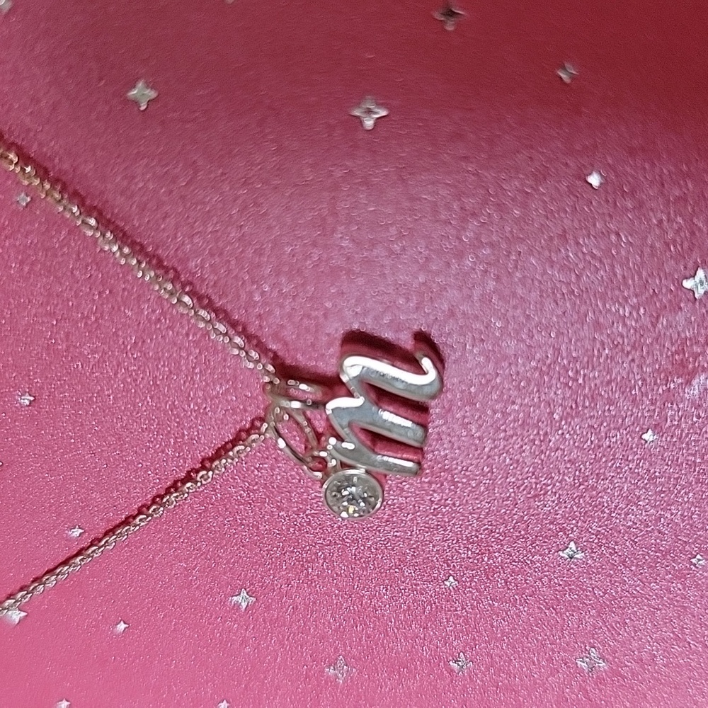 Unwritten Silver 'M' Necklace with Crystal Charm